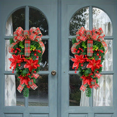 Christmas Ribbon Flower Hanging Decoration For Wall And Door