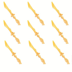 9pcs Golden Dragon Pattern Block Samurai Master Weapon Model