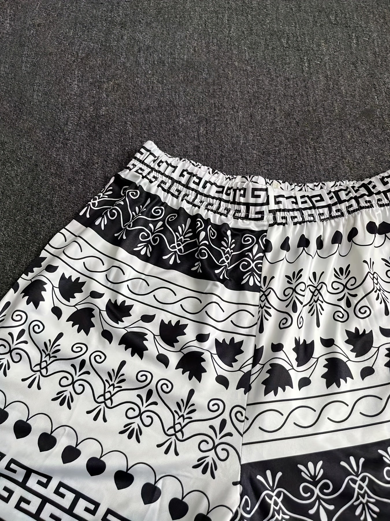 Graphic Print Elastic Waist Shorts Casual Summer Women's Clothing