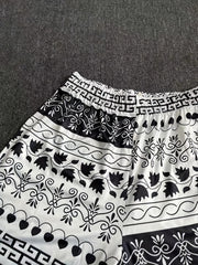 Graphic Print Elastic Waist Shorts Casual Summer Women's Clothing