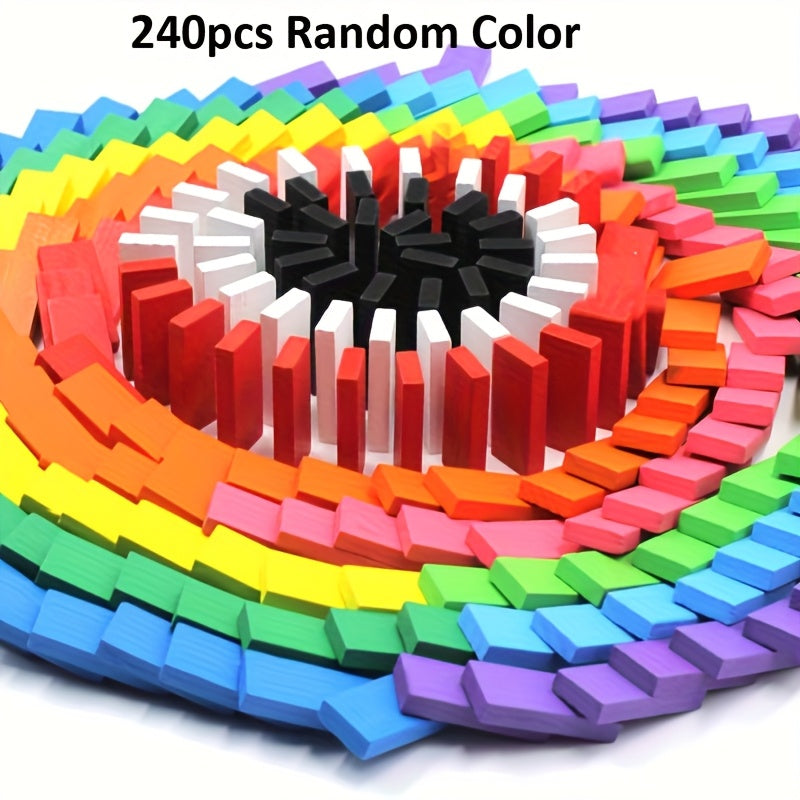 240pcs Wooden Dominoes Set Educational Brain Teaser Puzzle Focus & Patience