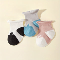 3 Pairs Baby Cartoon Socks Cotton Blend Mesh Breathable