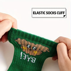 5 Pairs Boys Cartoon Print Socks, Spring/Summer Casual Wear
