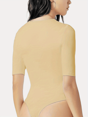 Sexy V Neck Bodysuit Slim Knitted Short Sleeve Summer Bodysuit