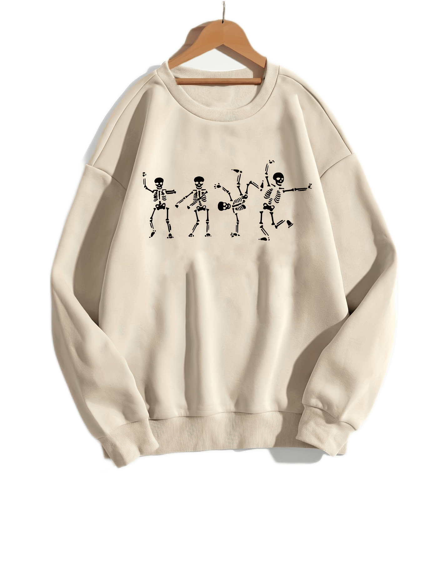 Skull Print Sweatshirt Long Sleeve Casual Crew Neck Women's Clothing