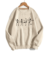 Skull Print Sweatshirt Long Sleeve Casual Crew Neck Women's Clothing