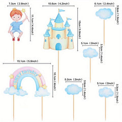 Rainbow Clouds Castle Cake Insert Party Decorations