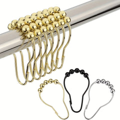 12pcs Stainless Steel Shower Curtain Hooks for Bathroom Shower Rods