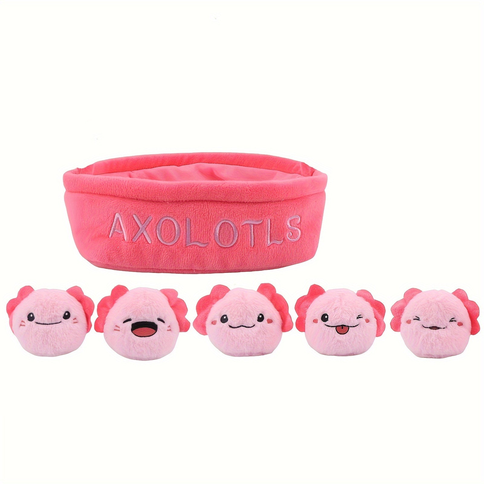 Cute Cat Dino Axolotl Plush Toy Set with Fruits & Basket
