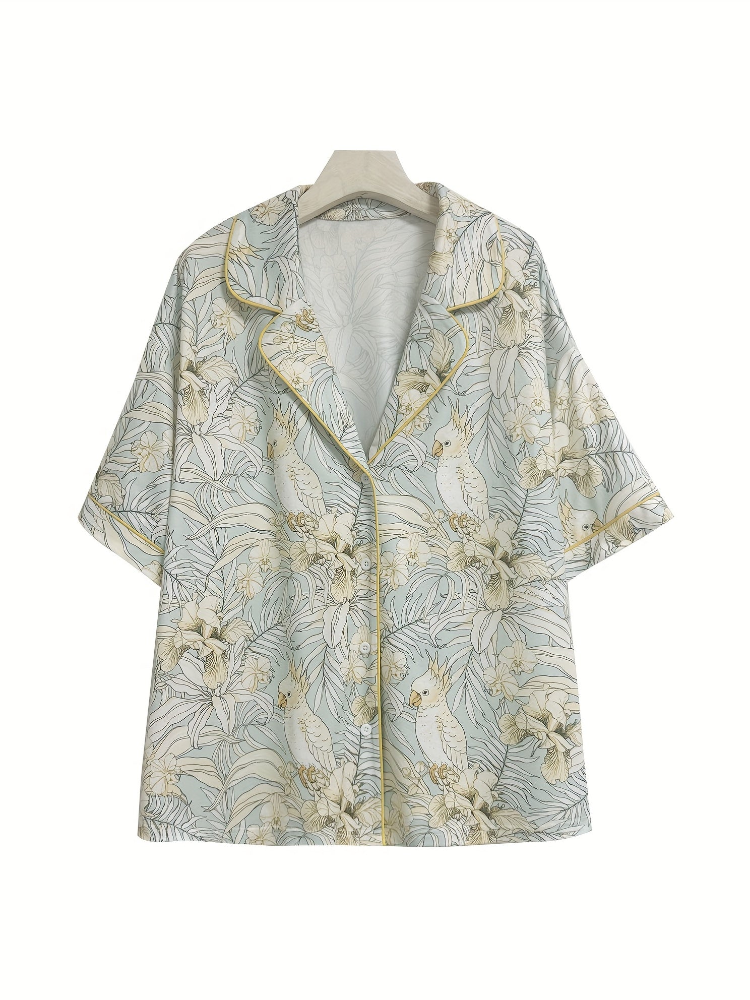 Cockatiel Lounge Set Short Sleeve Button Up Shirt & Short