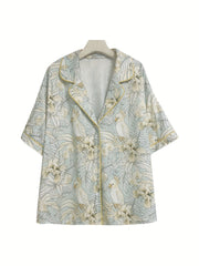 Cockatiel Lounge Set Short Sleeve Button Up Shirt & Short