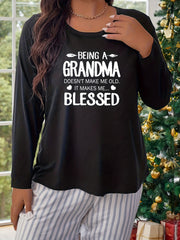 Long Sleeve Round Neck Lounge Top Women's Pajama Top