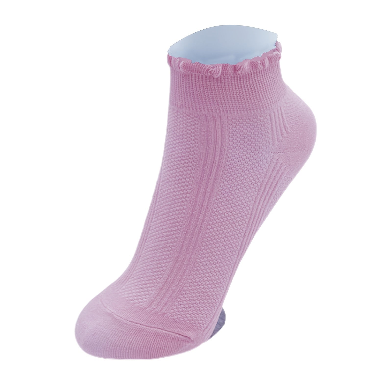 Solid Curly Trim Short Socks Casual Ankle Socks Women's Stockings