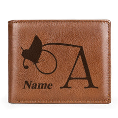 Custom Name Cowhide Wallet - Laser Engraved - Unique Gift