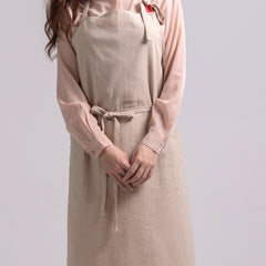 Linen Apron With Pockets Halter Bib Overalls