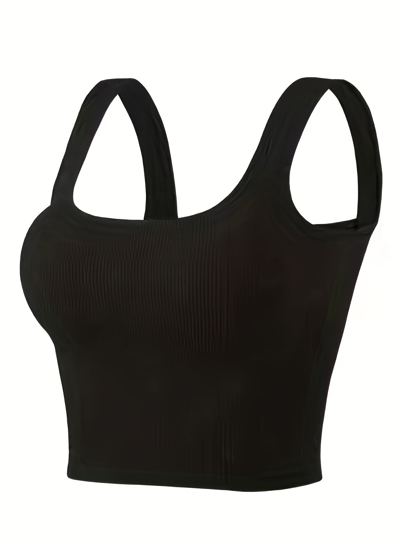 Solid Square Neck Tank Top Padded Sports Vest Top Women's Lingerie