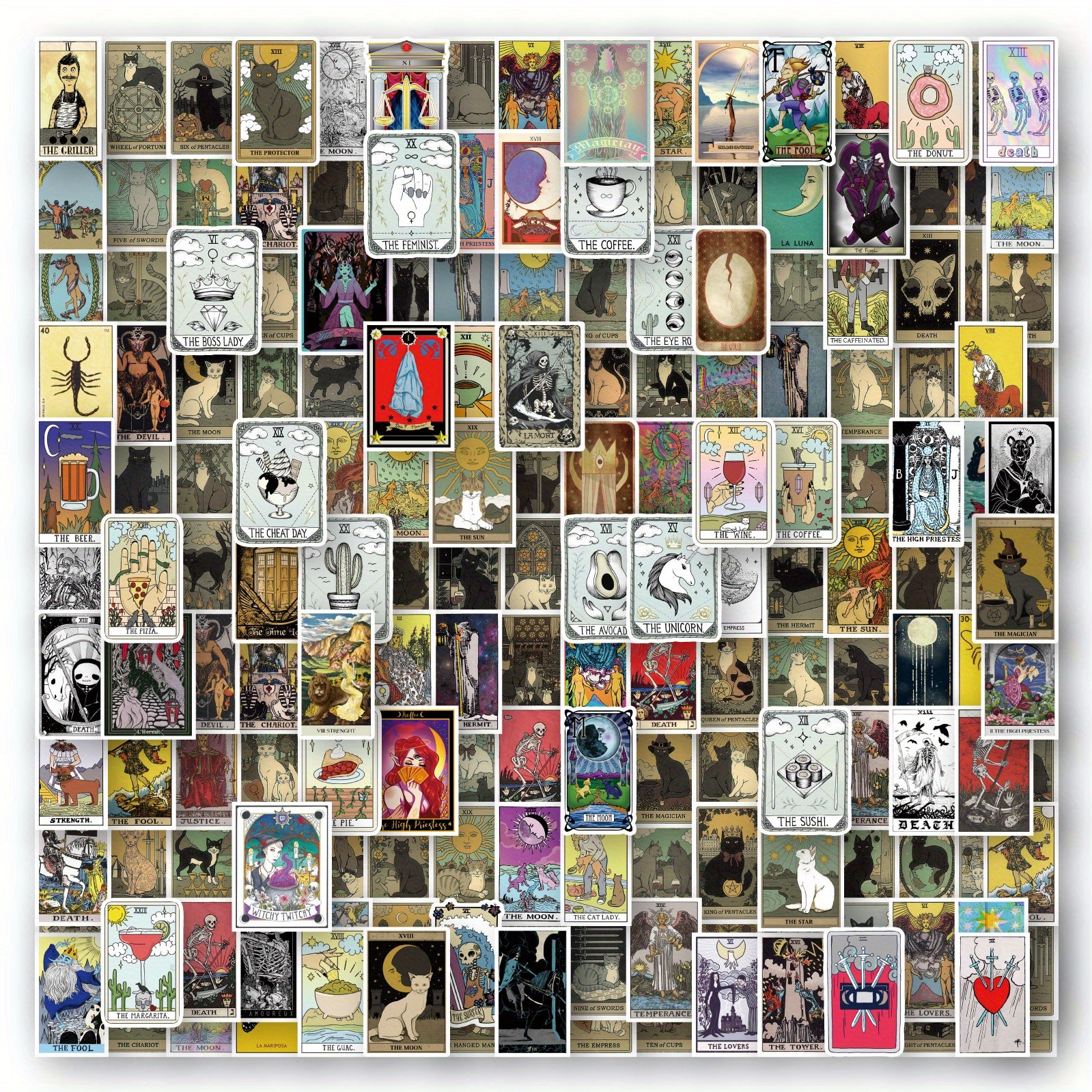 180pcs Tarot Stickers Astrology Decals Waterproof Vinyl Stickers DIY Fortune