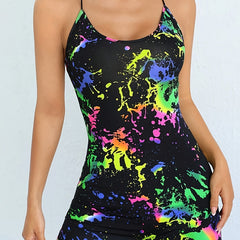 Ink Print Pajama Romper Criss Cross Back Pajamas