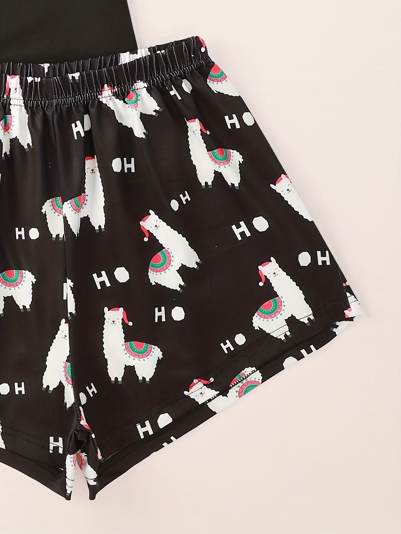 Cartoon Print Lounge Set Short Sleeve Top & Shorts Women's Loungewear