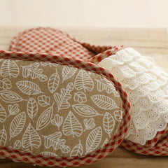 Women's Ruffled Lace Slippers Indoor Open Toe Plaid Comfy Flat Shoes