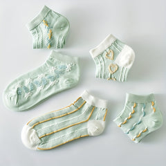 5 Pairs 3D Textured Low Cut Socks Women's Stockings