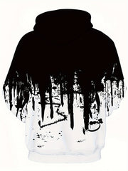 Graffiti Print Hoodies Men Graphic Hoodie Kangaroo Pocket Loose Pullover