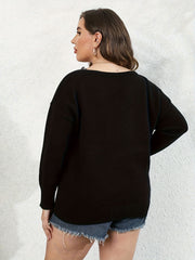 Lace Long Sleeve V Neck Jumper
