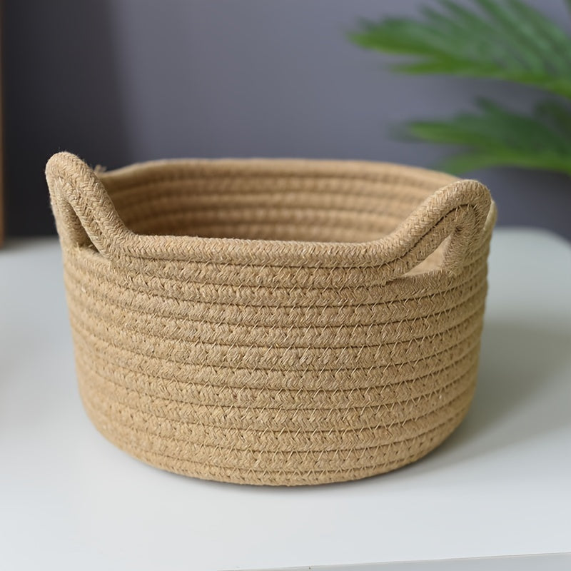 Hand Woven Cotton Rope Storage Basket for Keys and Snacks