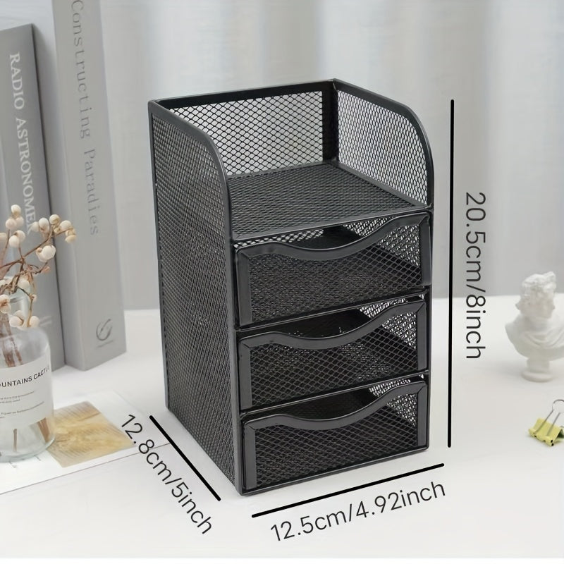 4 Tier Grid Desktop Organizer Metal Divider Drawer Organizer Stationery