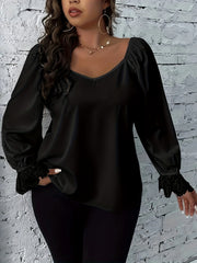 Lace Sleeve V Neck Tunic Top