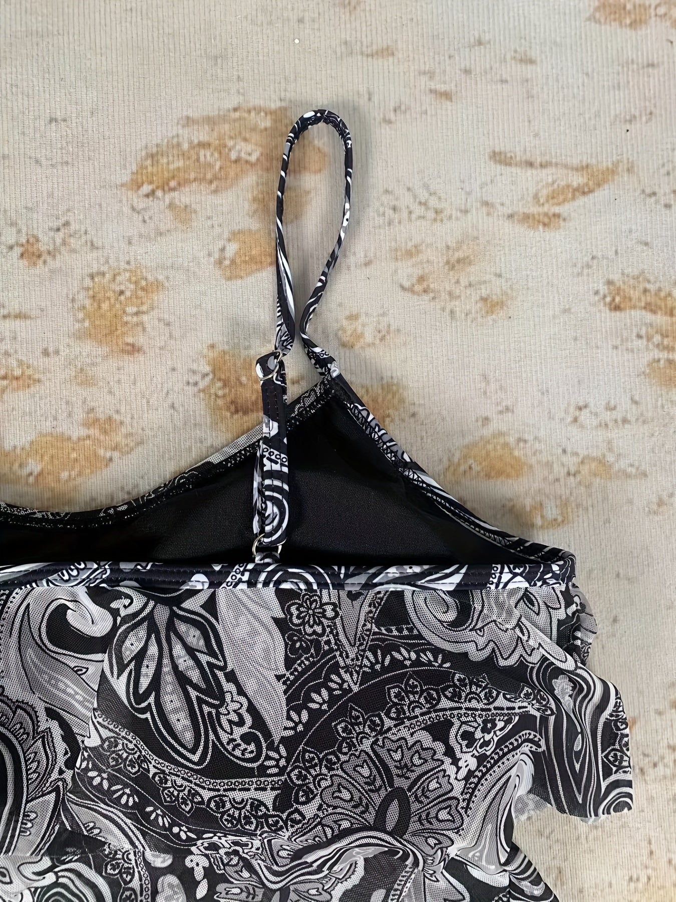 Paisley Print Cami Tops Bikini Set High Stretch Plus Size Modest