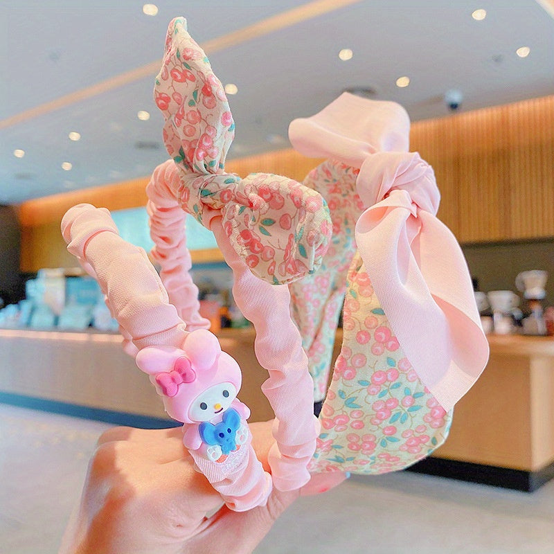 3pcs Floral Polka Dot Bow Hair Hoop Princess Hair Accessories