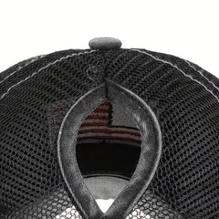 Retro Flag Embroidered Baseball Mesh Cap Unisex Sunscreen Breathable Hat