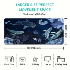 Deep Sea Whale Large Mouse Pad Non Slip Washable Rubber Material
