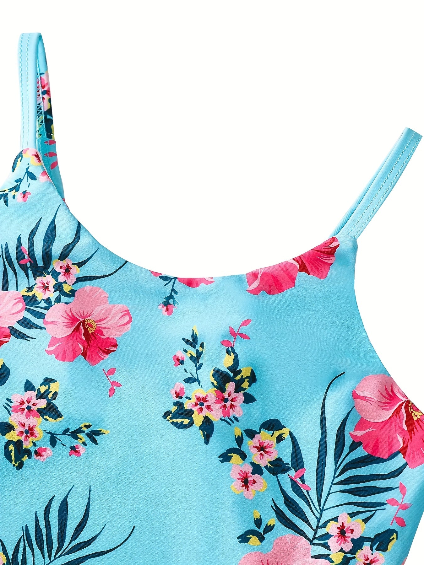 One Piece Girls' Swimsuit with Adjustable Suspenders