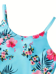 One Piece Girls' Swimsuit with Adjustable Suspenders