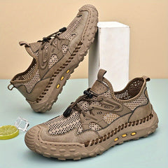 Men's No Tie Slip On Mesh Sneakers Adjustable Draw String
