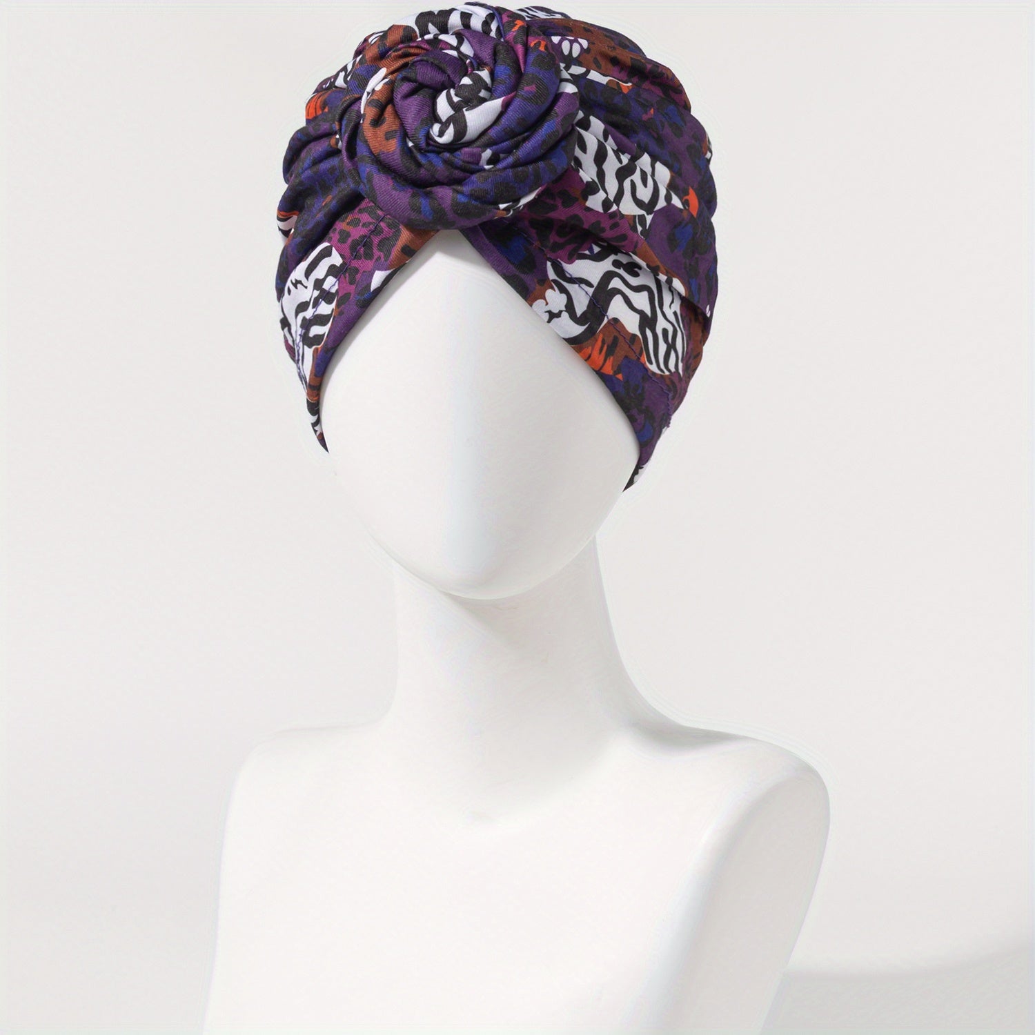 Flower Print Turban Beanie Pre Tied Head Wrap Women Chemo Cap