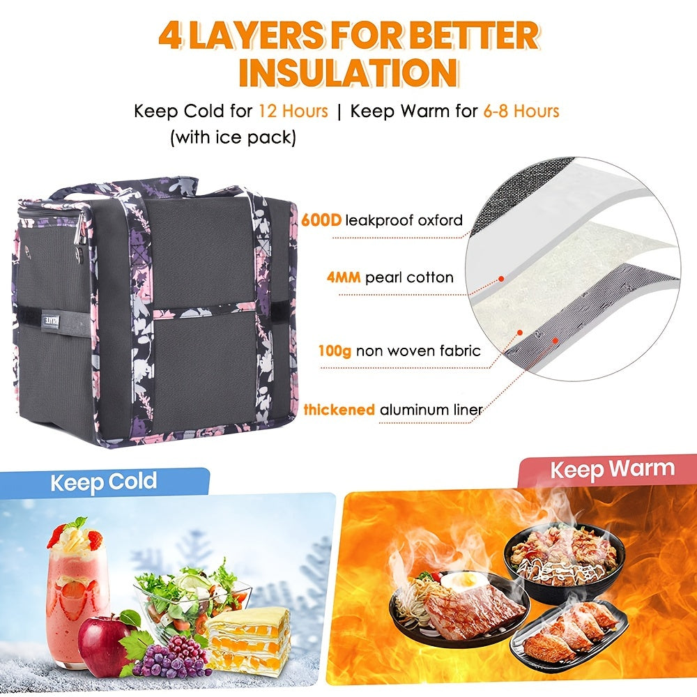 Large Insulated Lunch Bag For Women Leakproof Cooler Bag Expandable Capacity