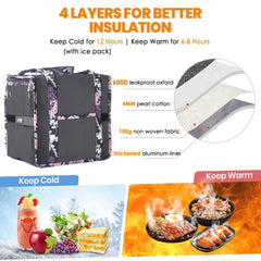 Large Insulated Lunch Bag For Women Leakproof Cooler Bag Expandable Capacity