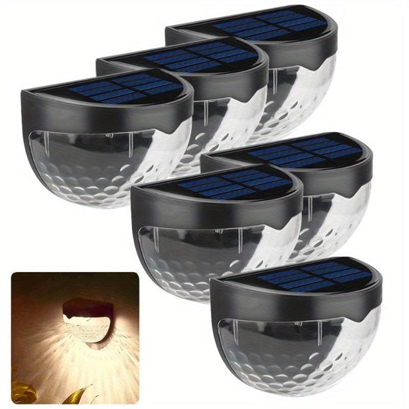 6pcs Solar Staircase Lights Waterproof Wall Lights for Outdoor Garden Patio