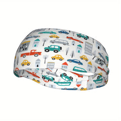 Unisex Cartoon Truck Headband Sweat Wicking Stretchy & Breathable Polyester