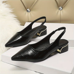 Low Heeled Slingback Sandals Pointed Toe Elastic Slip On Shoes