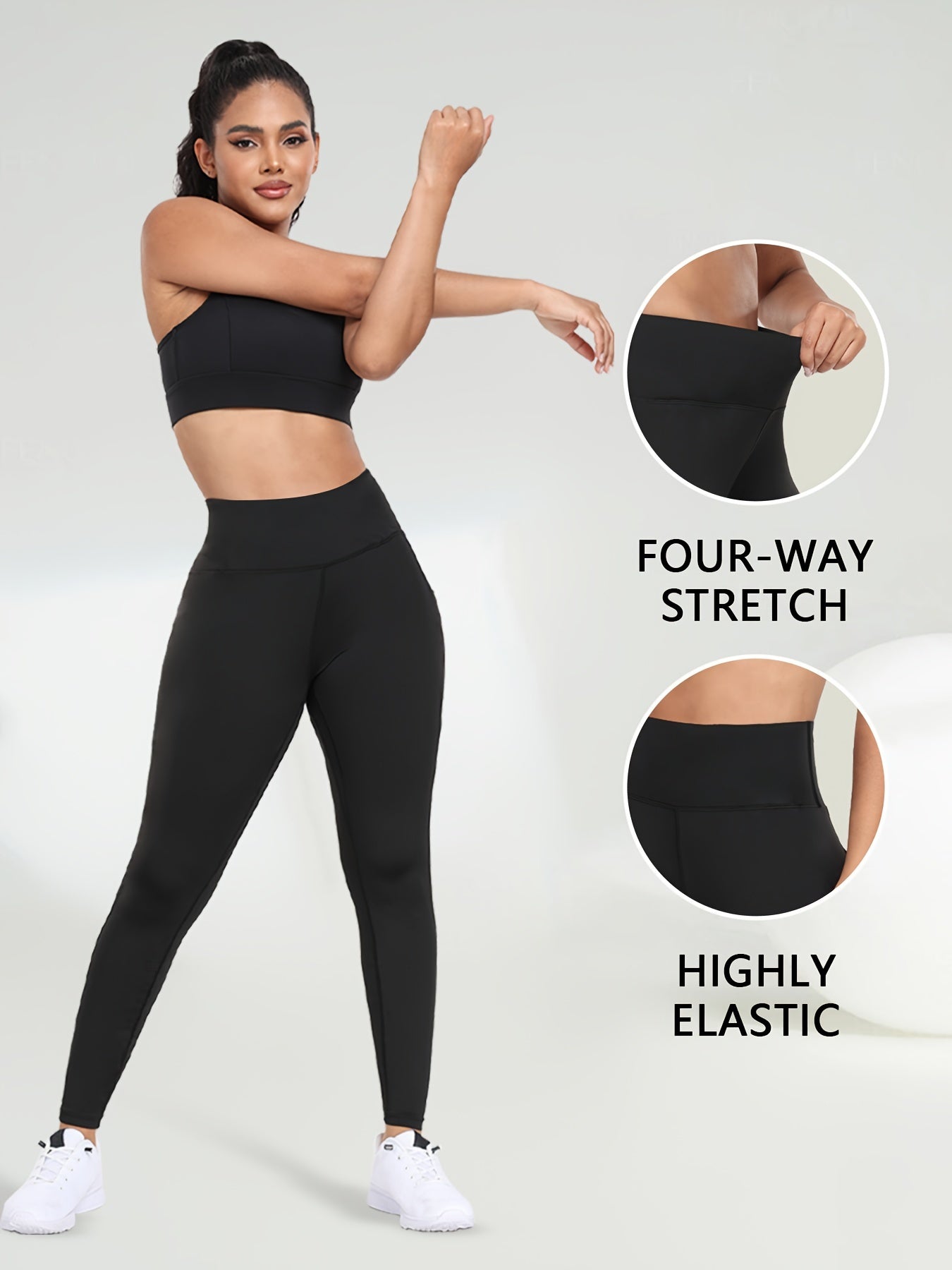 3pcs High Waist Yoga Leggings Fitness Pants, Comfortable Stretchy