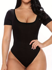 Seamless Short Sleeve Shaping Bodysuit Tummy Control Body Shaper