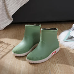 Waterproof Short Calf Slip On Rain Boots Women's Footwear