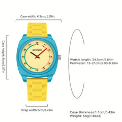 SANDA Unisex Quartz Watch Yellow/Pink Straps Date Display & Stopwatch