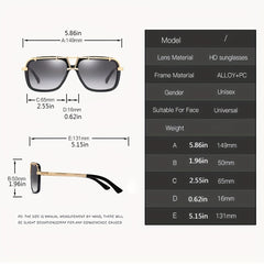 Men's Square Sunglasses Classic Style Large Frame UV Protection