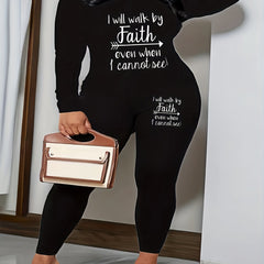 Slogan Print Top & Leggings Set