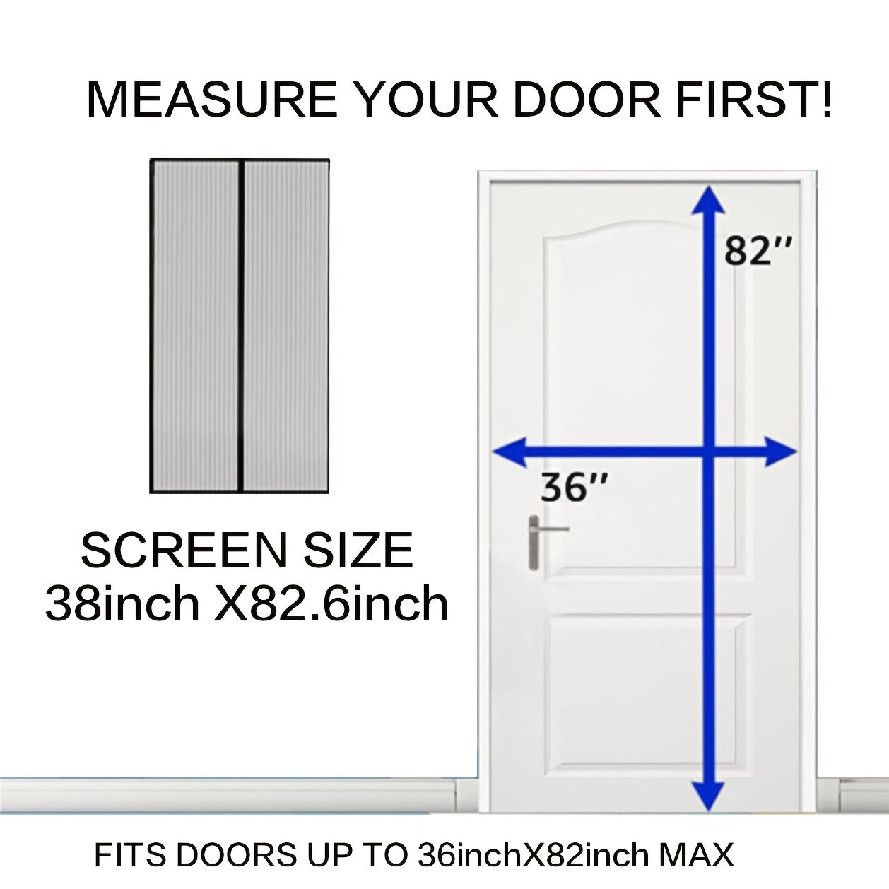 Magnetic Screen Door 38 x 83 - Keep Bugs Out, Pets & Kids In
